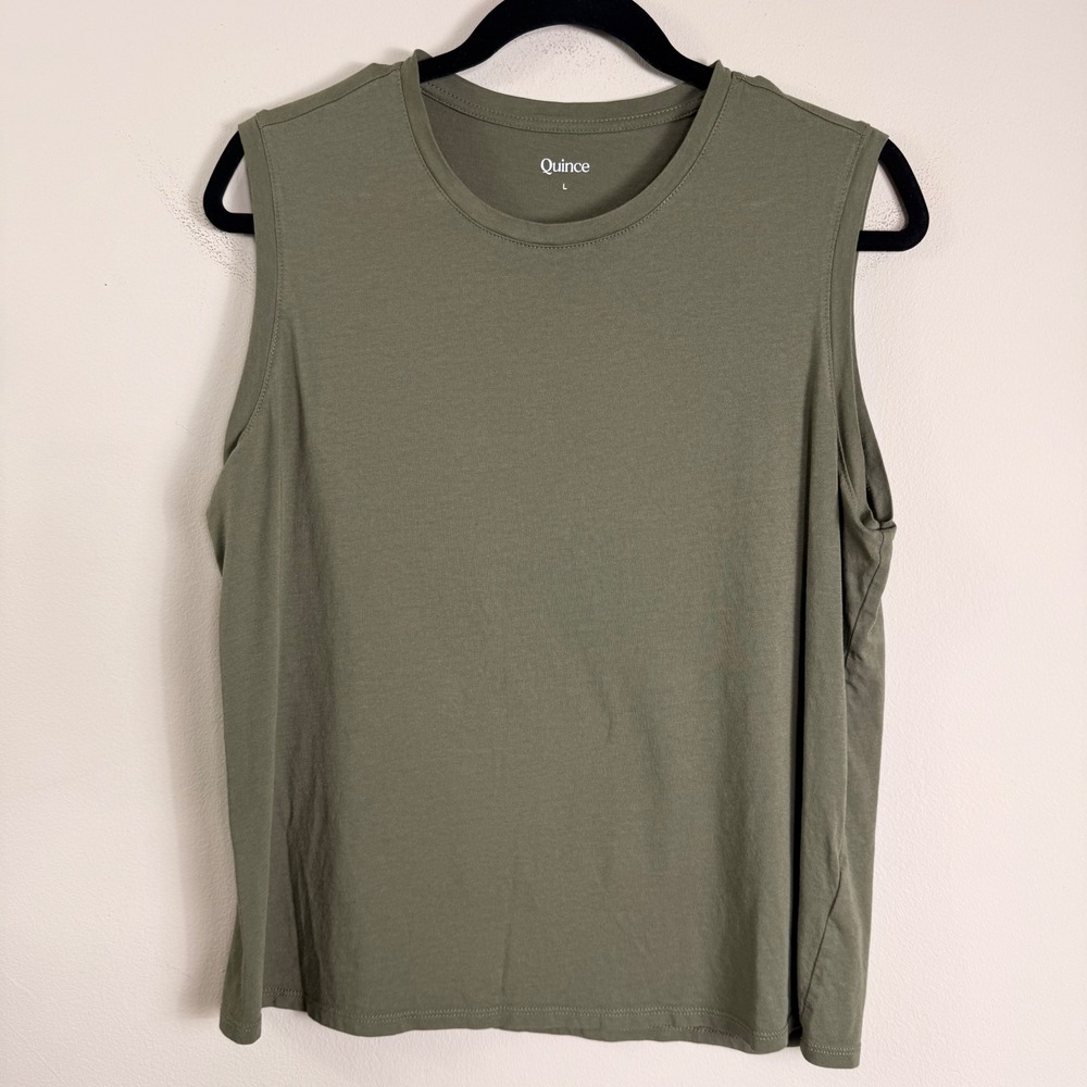 Quince Women Olive Green Cotton Modal Muscle Tank Top‎ Size L JDAVN01